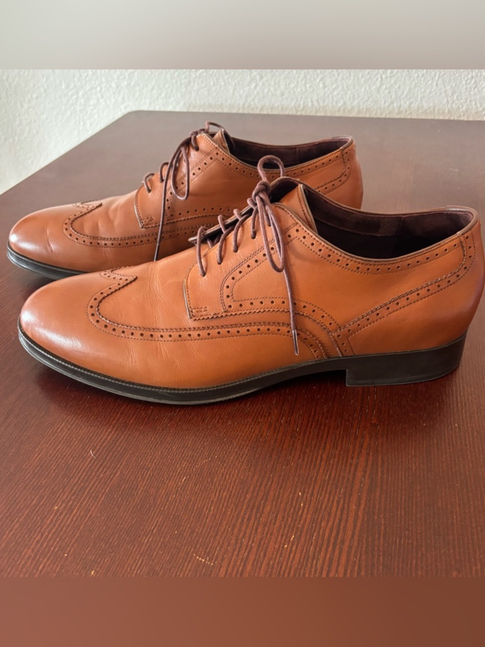 Cole Haan Mens British Brown Leather Wingtip Oxford Shoe Size 11M Classic C31589